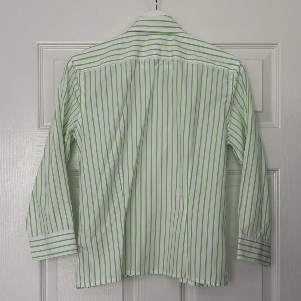 Ralph Lauren Green and White Striped Button Down Shirt Size Medium - Picture 6 of 9